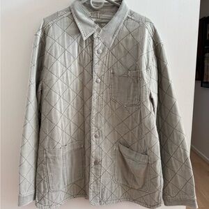 Men's Quilted Light Gray Shirt Jacket